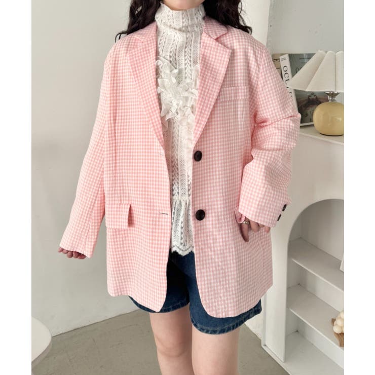 ピンク | ギンガムチェックテーラードジャケット | Outfitter lab
