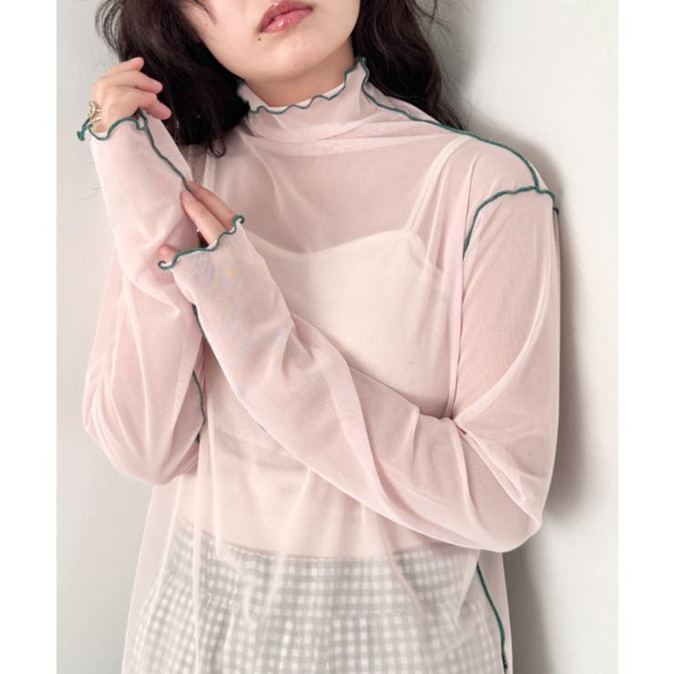 ライトピンク | パイピングシアーハイネックトップス | Outfitter lab