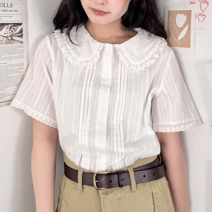 ピンタックレース丸襟半袖シャツ | Outfitter lab | 詳細画像7 