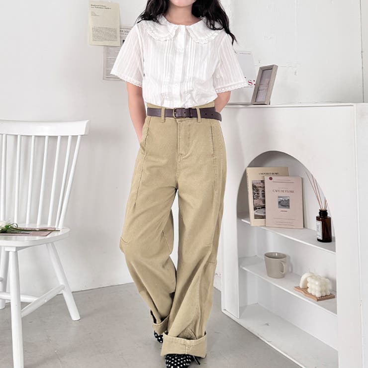 ピンタックレース丸襟半袖シャツ | Outfitter lab | 詳細画像9 