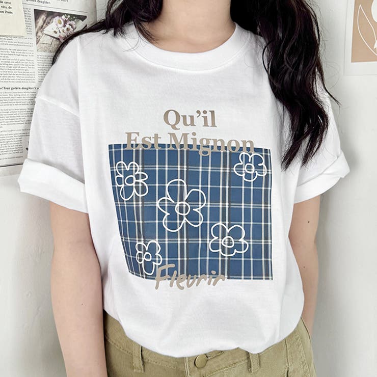 チェックボックスロゴプリント半袖Tシャツ | Outfitter lab | 詳細画像13 