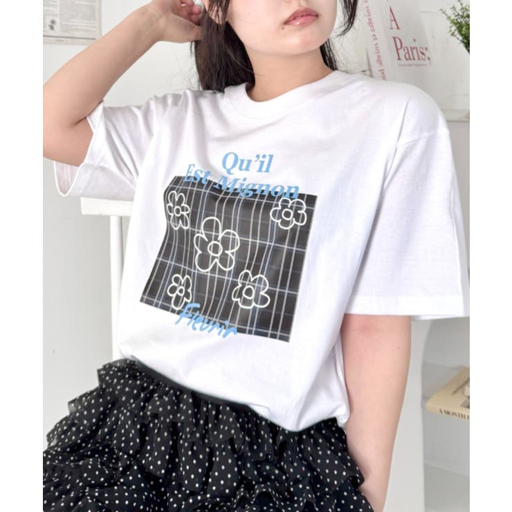 ブラック | チェックボックスロゴプリント半袖Tシャツ | Outfitter lab