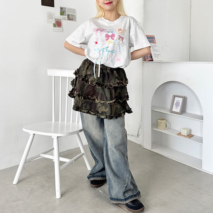 ファンシーリボンプリント半袖Tシャツ | Outfitter lab | 詳細画像15 