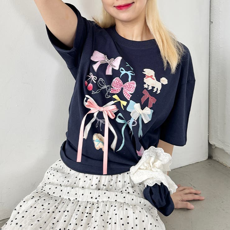 ファンシーリボンプリント半袖Tシャツ | Outfitter lab | 詳細画像19 