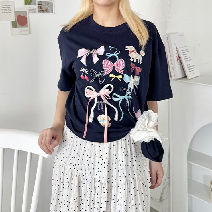 ファンシーリボンプリント半袖Tシャツ | Outfitter lab | 詳細画像20 