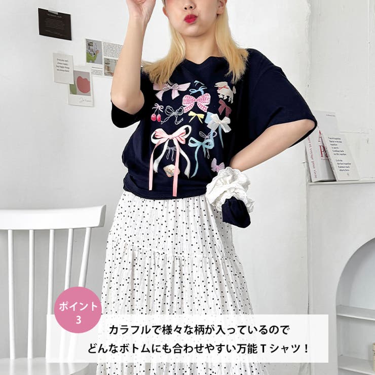 ファンシーリボンプリント半袖Tシャツ | Outfitter lab | 詳細画像4 
