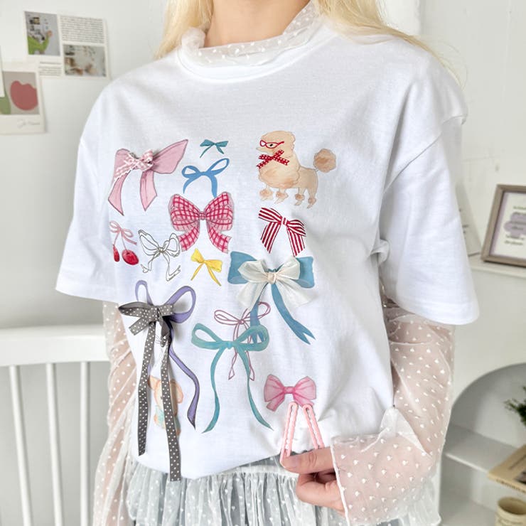 ファンシーリボンプリント半袖Tシャツ | Outfitter lab | 詳細画像5 
