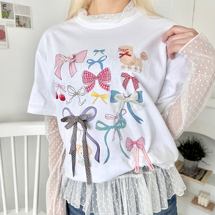 ファンシーリボンプリント半袖Tシャツ | Outfitter lab | 詳細画像6 