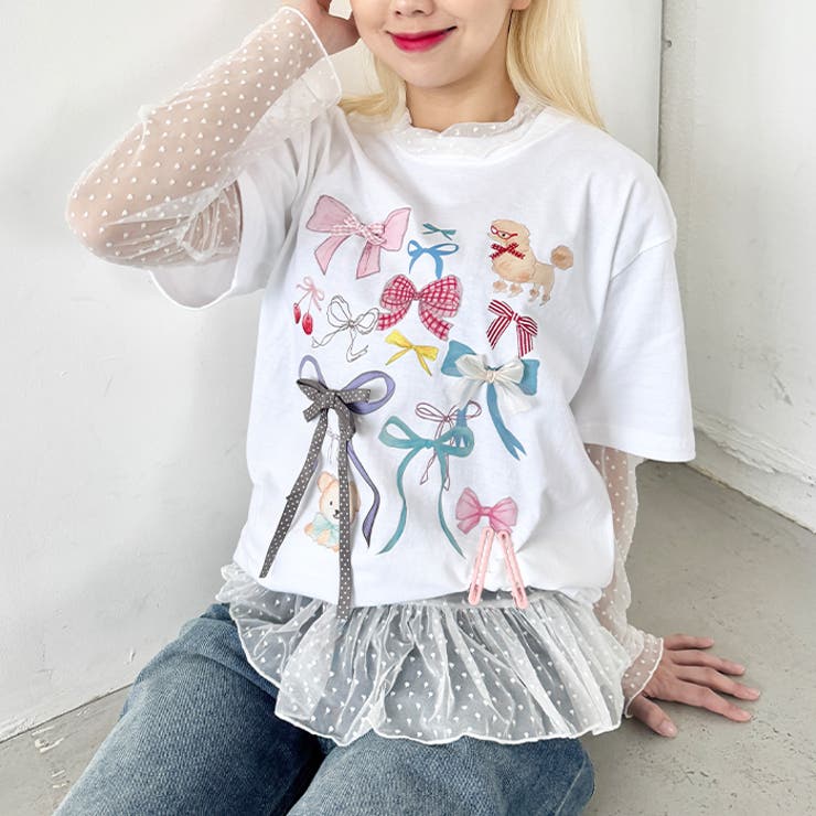 ファンシーリボンプリント半袖Tシャツ | Outfitter lab | 詳細画像8 