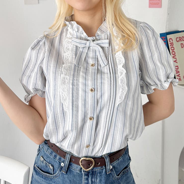 ストライプフリルボウタイブラウス | Outfitter lab | 詳細画像6 