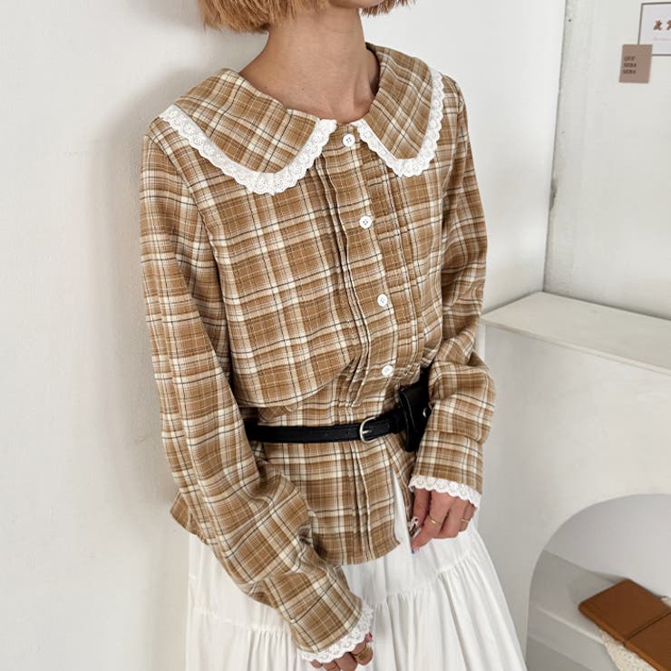 ピンタックレース丸襟長袖シャツ | Outfitter lab | 詳細画像19 