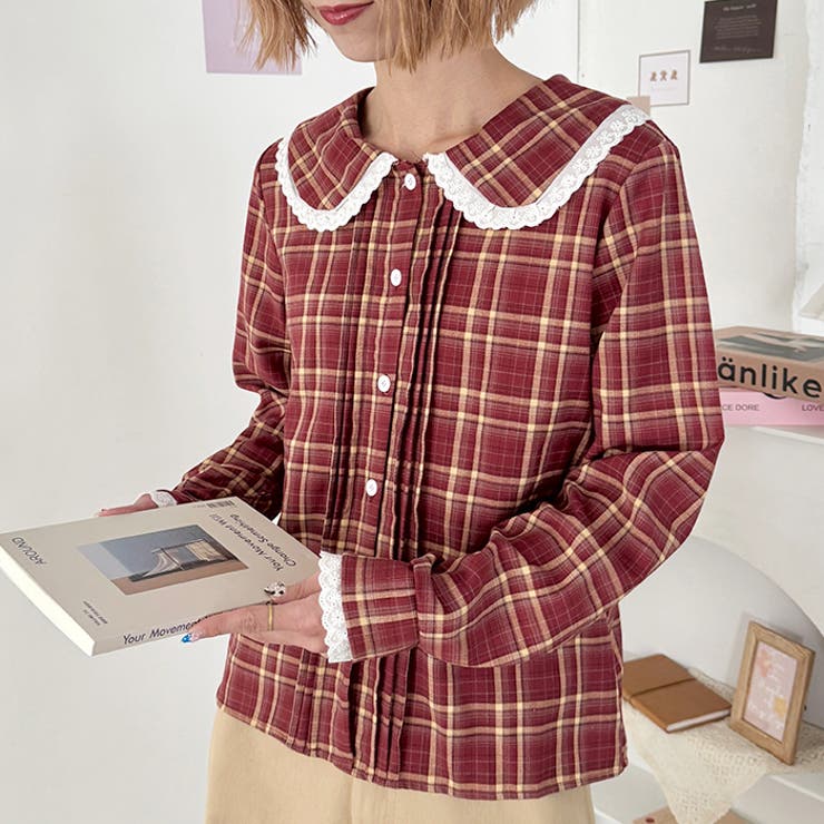 ピンタックレース丸襟長袖シャツ | Outfitter lab | 詳細画像22 