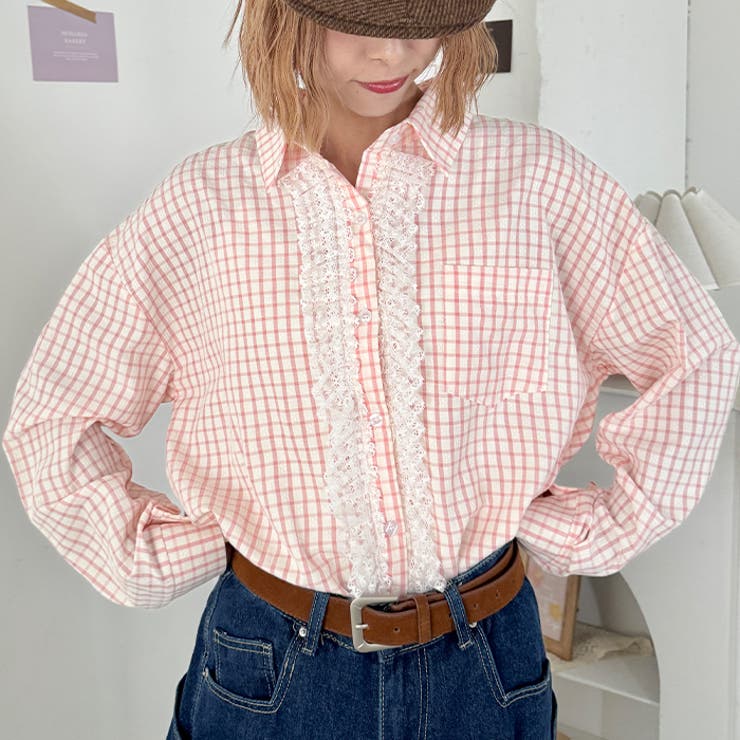 レースフリルオーバーチェックシャツ | Outfitter lab | 詳細画像21 