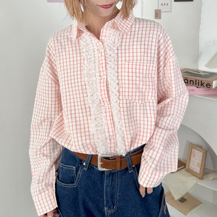 レースフリルオーバーチェックシャツ | Outfitter lab | 詳細画像22 