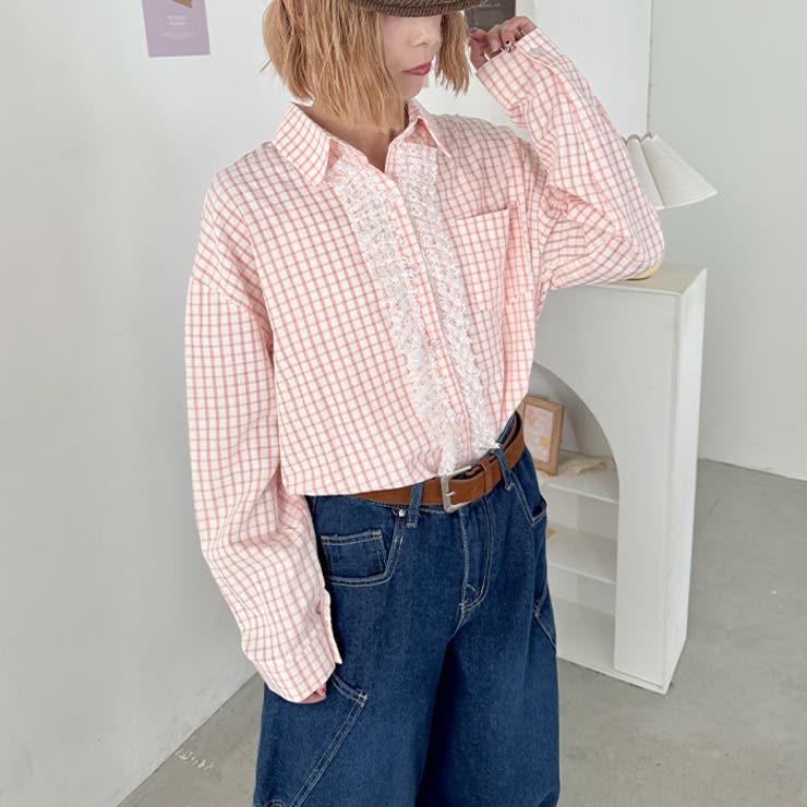 レースフリルオーバーチェックシャツ | Outfitter lab | 詳細画像24 