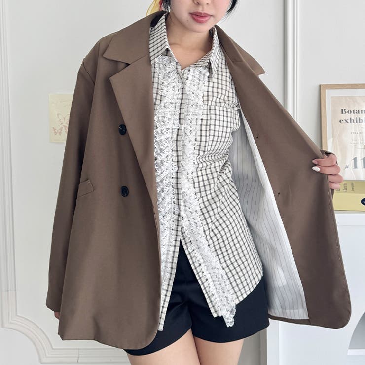 レースフリルオーバーチェックシャツ | Outfitter lab | 詳細画像6 