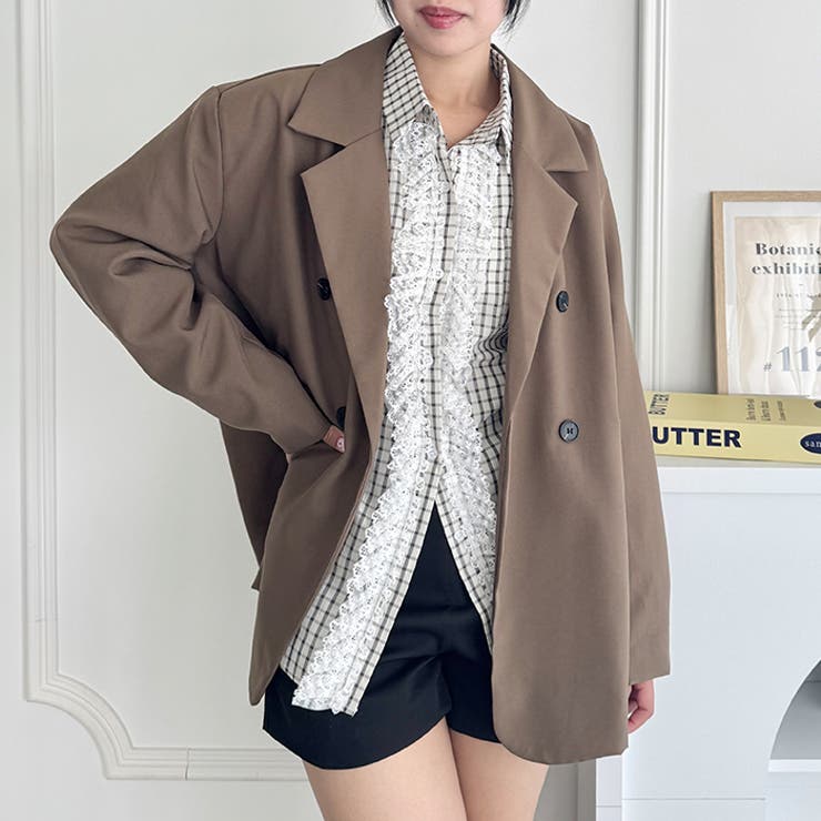 レースフリルオーバーチェックシャツ | Outfitter lab | 詳細画像8 