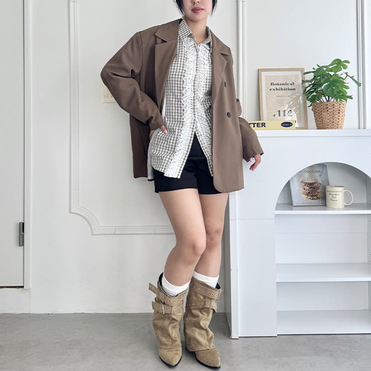 レースフリルオーバーチェックシャツ | Outfitter lab | 詳細画像9 