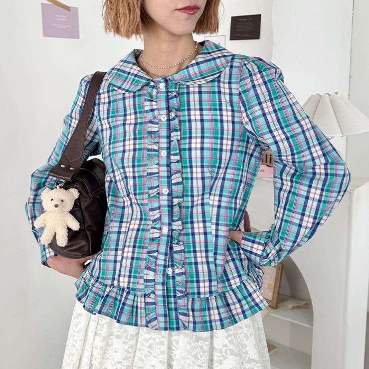 ロマンティックフリルチェックシャツ | Outfitter lab | 詳細画像6 