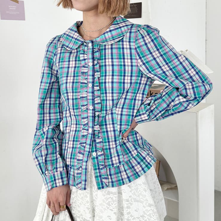 ロマンティックフリルチェックシャツ | Outfitter lab | 詳細画像7 