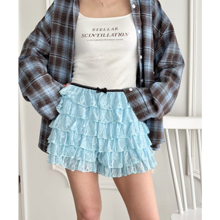 ライトブルー | フリフリレースショートパンツ | Outfitter lab