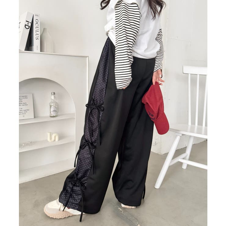 ブラック | ドットリボンスウェットパンツ | Outfitter lab