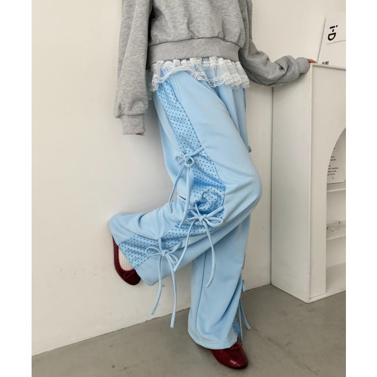 ライトブルー | ドットリボンスウェットパンツ | Outfitter lab