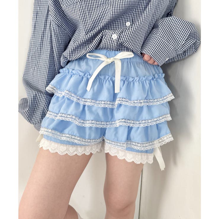 ライトブルー | レースフリフリかぼちゃパンツ | Outfitter lab