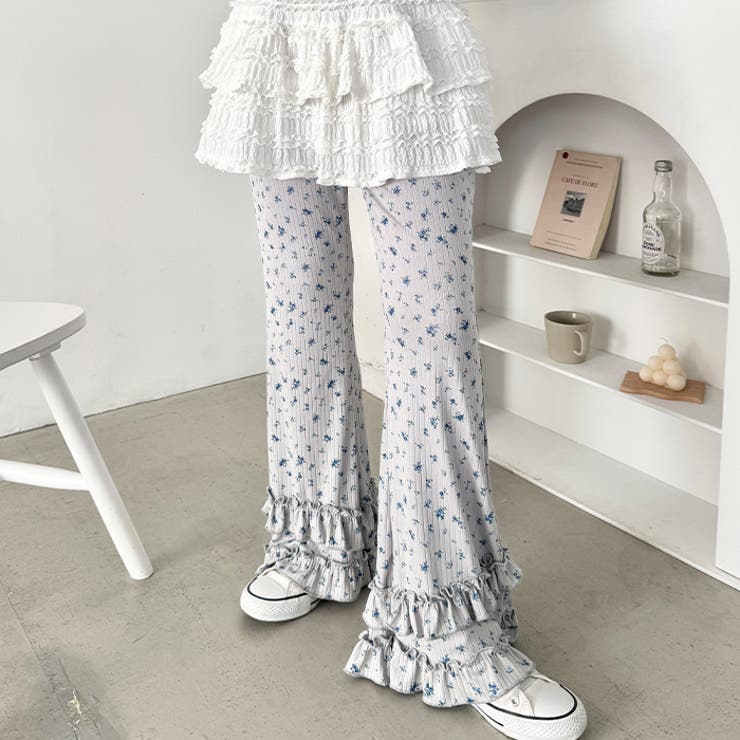 ダブルフリル花柄フレアパンツ | Outfitter lab | 詳細画像10 