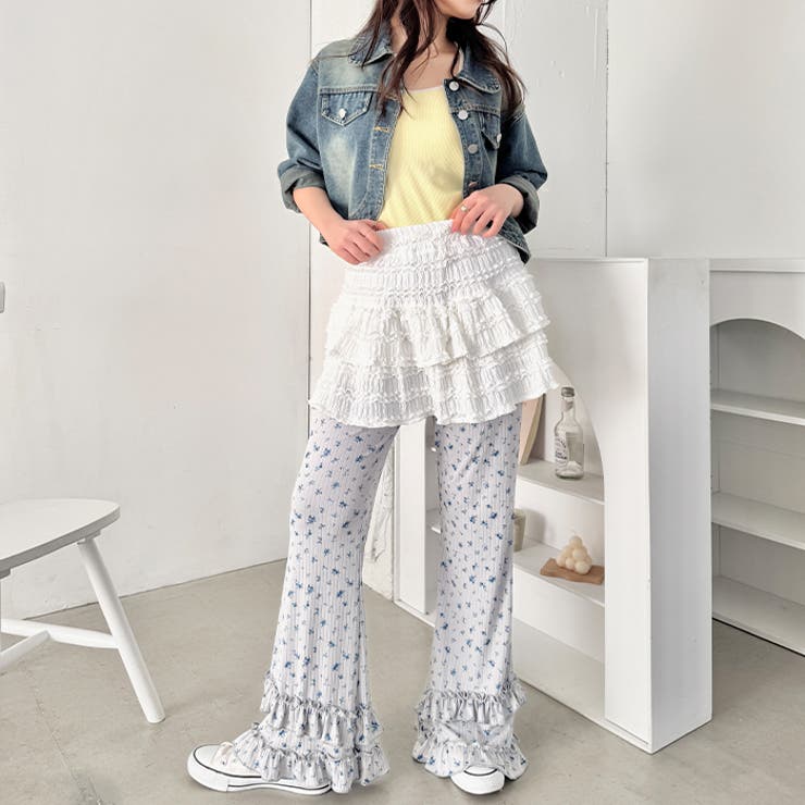 ダブルフリル花柄フレアパンツ | Outfitter lab | 詳細画像14 