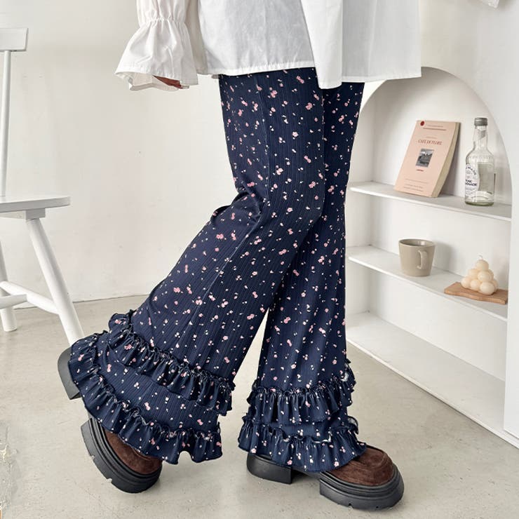 ダブルフリル花柄フレアパンツ | Outfitter lab | 詳細画像15 