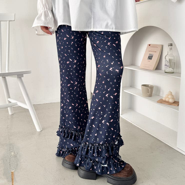 ダブルフリル花柄フレアパンツ | Outfitter lab | 詳細画像16 