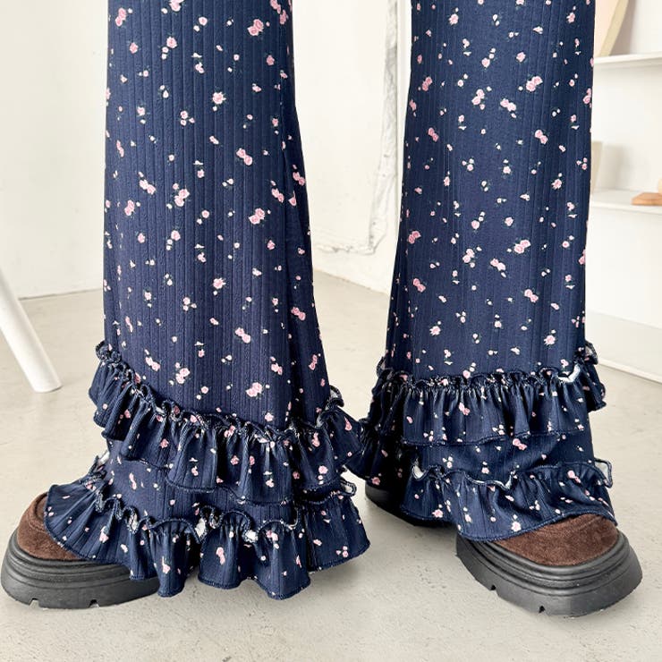 ダブルフリル花柄フレアパンツ | Outfitter lab | 詳細画像18 