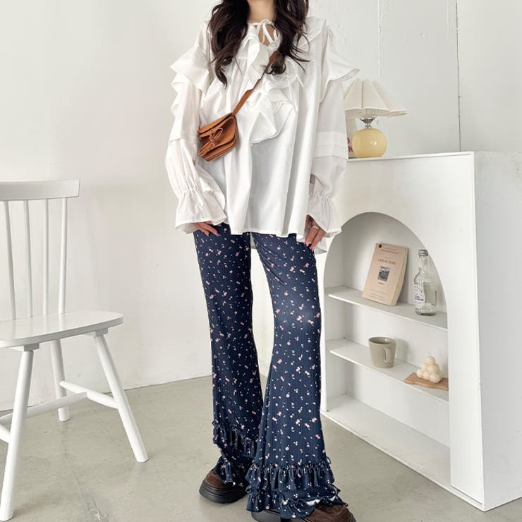 ダブルフリル花柄フレアパンツ | Outfitter lab | 詳細画像19 