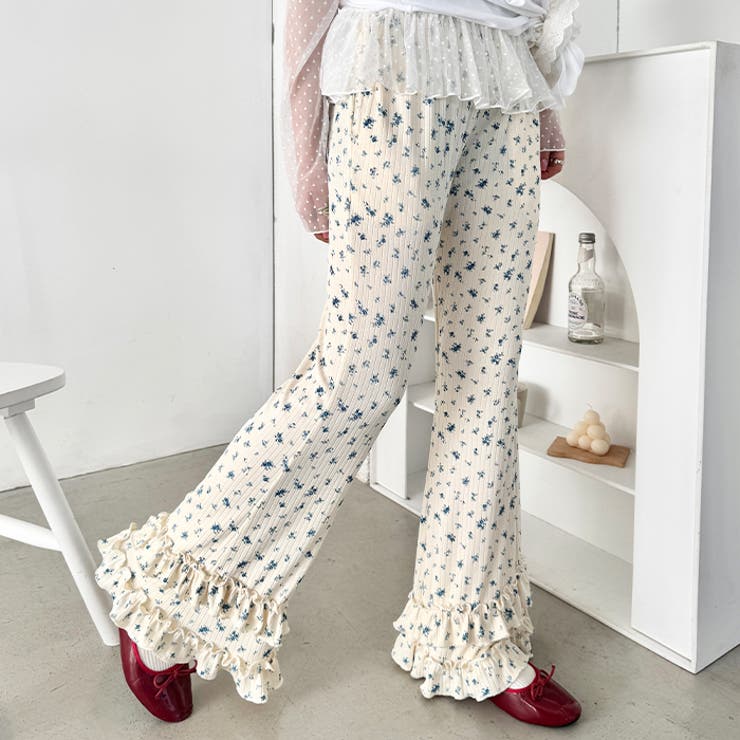 ダブルフリル花柄フレアパンツ | Outfitter lab | 詳細画像5 