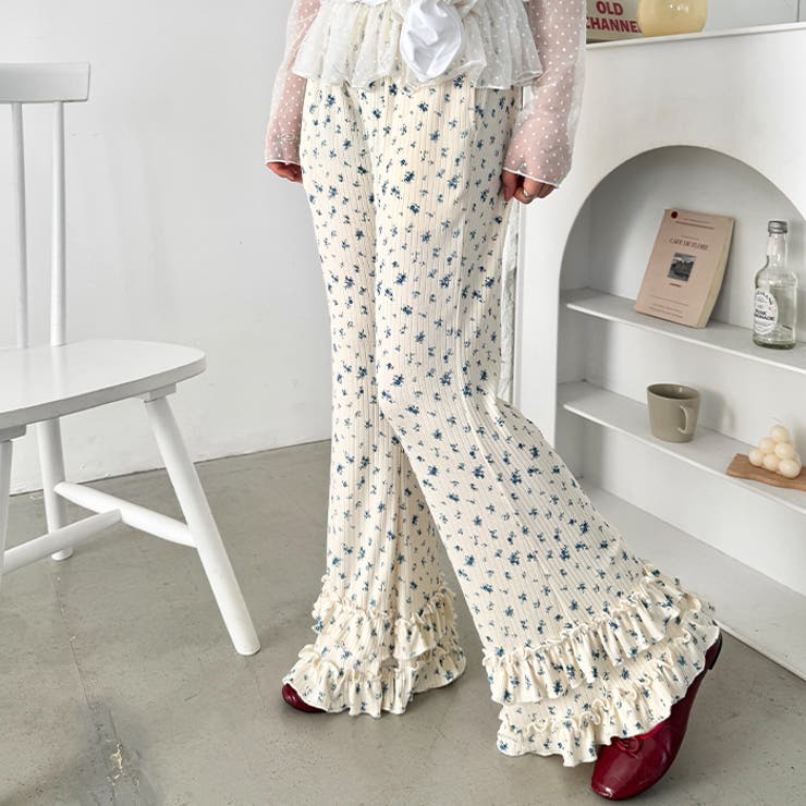 ダブルフリル花柄フレアパンツ | Outfitter lab | 詳細画像6 