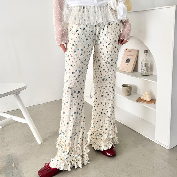 ダブルフリル花柄フレアパンツ | Outfitter lab | 詳細画像7 