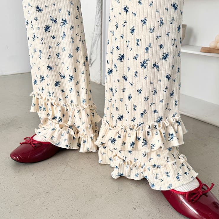 ダブルフリル花柄フレアパンツ | Outfitter lab | 詳細画像8 