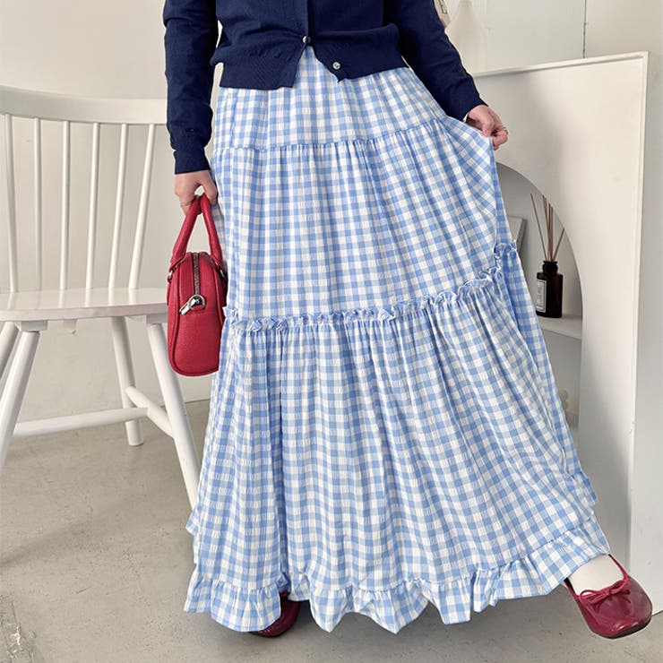 裾フリルギンガムチェックロングスカート | Outfitter lab | 詳細画像12 