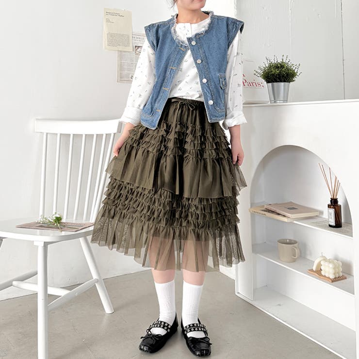フリルチュールティアードミディスカート | Outfitter lab | 詳細画像18 