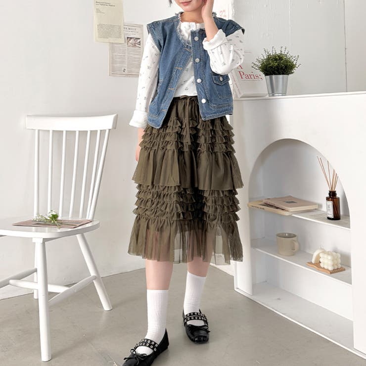フリルチュールティアードミディスカート | Outfitter lab | 詳細画像19 