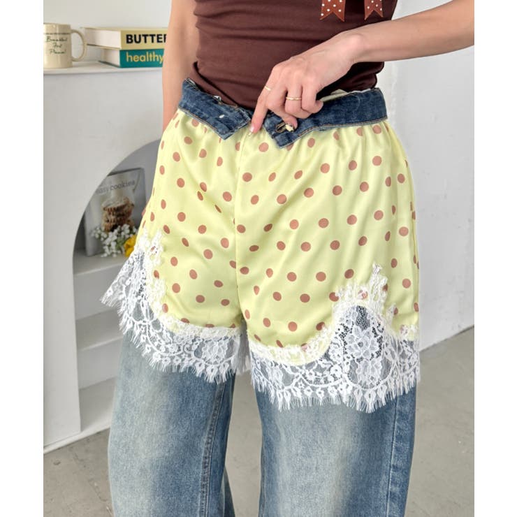 イエロー | サテンドットショートパンツ | Outfitter lab