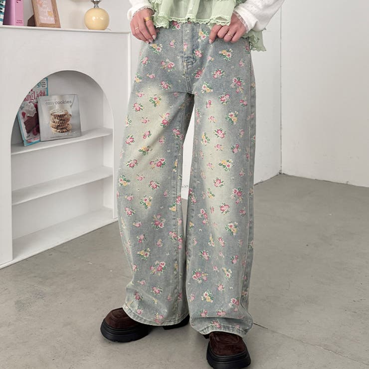 フローラルフラワープリントデニムパンツ | Outfitter lab | 詳細画像5 