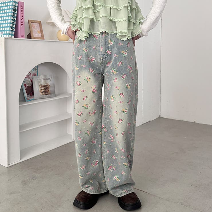 フローラルフラワープリントデニムパンツ | Outfitter lab | 詳細画像6 