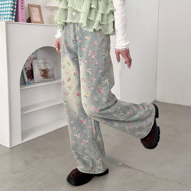 フローラルフラワープリントデニムパンツ | Outfitter lab | 詳細画像7 
