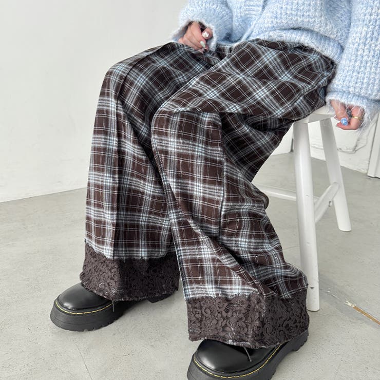 裾レースチェックパンツ | Outfitter lab | 詳細画像10 