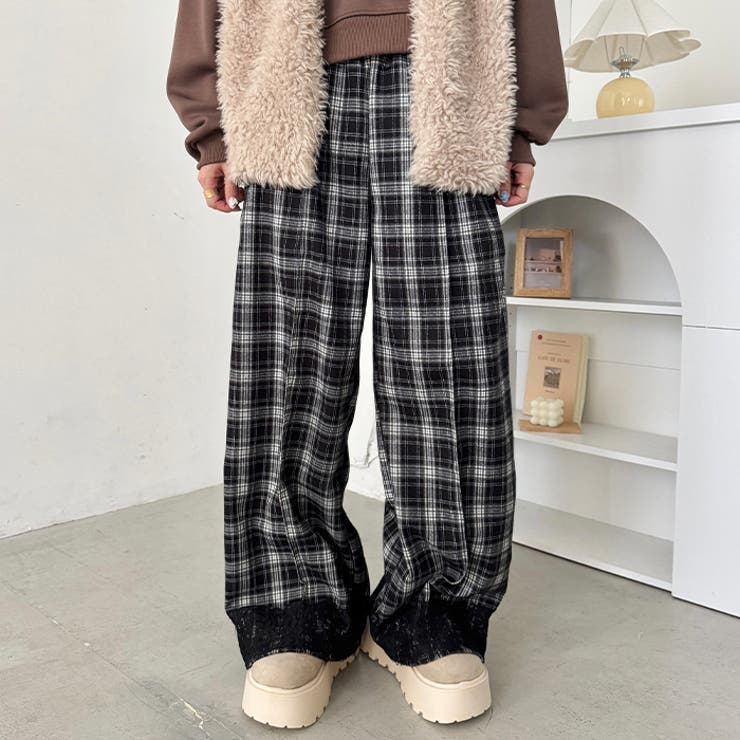 裾レースチェックパンツ | Outfitter lab | 詳細画像5 