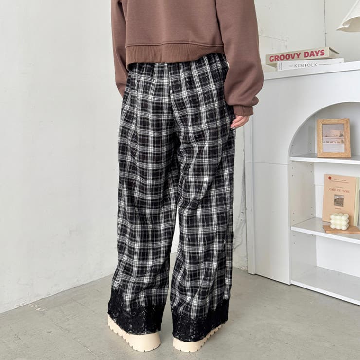 裾レースチェックパンツ | Outfitter lab | 詳細画像8 