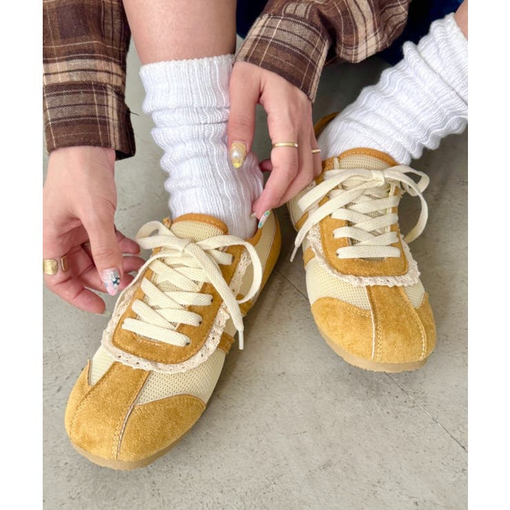 イエロー | 【靴紐2種set】フリルレーススニーカー | Outfitter lab