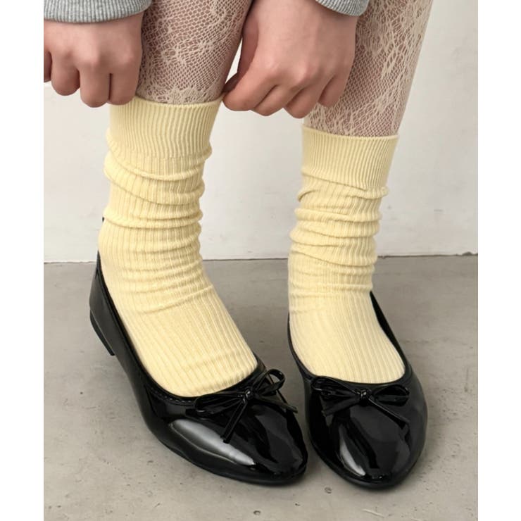 ブラック | リボンエナメルフラットバレエシューズ | Outfitter lab